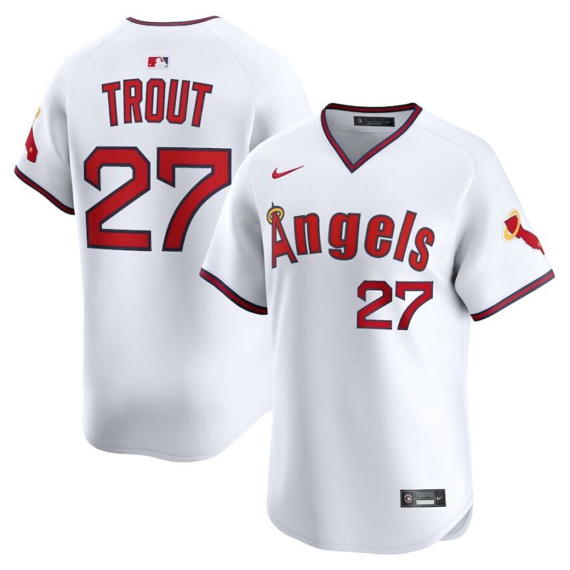 Men Los Angeles Angels #27 Trout White Throwback Nike MLB 2025 Jersey 04->los angeles angels->MLB Jersey
